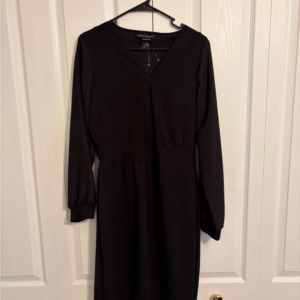 Ashley Stewart Elegant Black Long Sleeve Dress